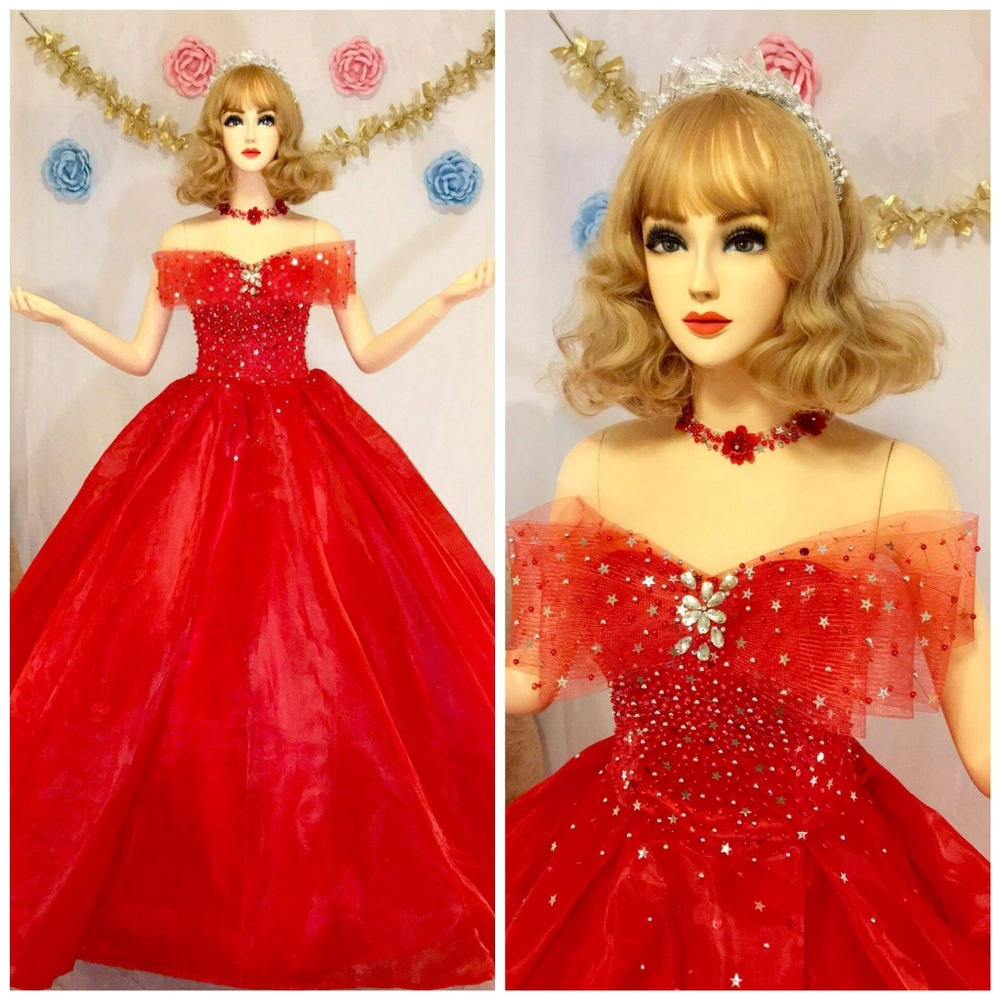 Red Bow Neck Tie Gown